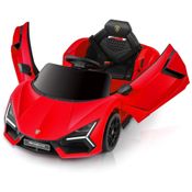 Carro Elétrico Infantil, Lamborghini com Controle Remoto, Porta de Tesoura, MP3 Player, Luz LED e Assento Largo, 12V, ELEMARA, Vermelha