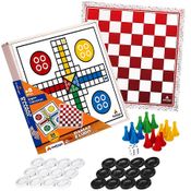 Kit 2 em 1 Jogo Tabuleiro de Ludo e Damas em Madeira Brinquedo Didático Original