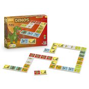 Dominó Dinos 28 Peças Em Madeira | Junges | Dinossauros Jogo Brinquedo Crianças +3 Anos