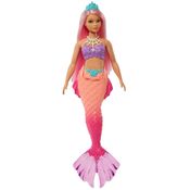 Boneca Barbie Dreamtopia Sereia Corpo Curvilíneo Cabelo Rosa Cauda Ombré Rosa Acessório Tiara HGR09 Mattel