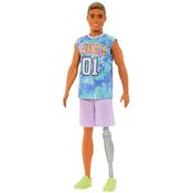 Boneco Ken Fashionistas 212 Moreno Perna Protética Camiseta Los Angeles Tênis HJT11 Mattel