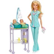 Boneca Barbie Profissões Médica Pediatra Loira GKH23 Mattel