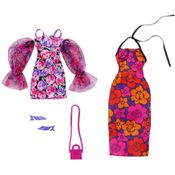 Barbie Roupas e Acessórios Conjunto Vestidos Tema Floral Sapato Bolsa HJT35 Mattel