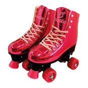 Patins Shine com 4 Rodas Rosa Platinado Brilhante Tamanho 39 ao 42 Ajustável - Fenix