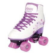 Patins Fenix 4 Rodas Roller Skate Branco Tamanho 31 ao 34 Ajustável  Fenix