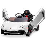 Carro, Carrinho Elétrico 1 Assento, 12V, com Controle Remoto, Vel 3 km por hora, Idade 3, KIDZONE, Branco