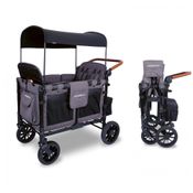 Carrinho de Passeio para 4 Crianças Multifuncional com Porta Objeto e Cobertura, até 136 kg, WONDERFOLD W4, Preto