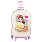 Mochila de Rodinhas 3D Princesa Bela Maxtoy Rosa