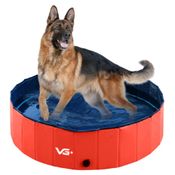 Piscina Dobrável para Pets Cachorro 120 Cm X 30 Cm Vermelha VG Plus