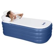 Banheira Ofurô Inflável Adulto Dobrável 120L com Bomba Elétrica Bivolt VG Plus Azul