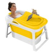 Banheira Ofurô Dobrável Portátil 210 Litros Adulto 112 cm VG+ Amarela