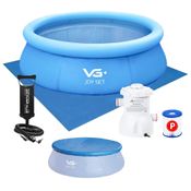 Piscina Inflável Joy Set 2490 L Circular 240 cm com Capa Filtro Bomba Forro VG Plus 110v