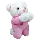 Urso Pelúcia Reza Pai Nosso Rosa 22 C m Altura