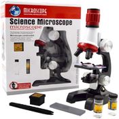 KIT MICROSCOPIO ESTUDANTIL 100X 400X 1200X COM LED E ACESSORIOS LABORATORIO INFANTIL