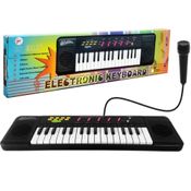 PIANO INFANTIL TECLADO 32 TECLAS COM MICROFONE KARAOKE DIDATICO ESTILO PROFISSIONAL