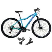 Bicicleta Aro 29 Absolute Hera Feminina Alumínio 21 Marchas Câmbios Shimano Freio A Disco Azul-verde 17