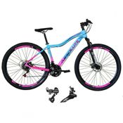 Bicicleta Aro 29 Absolute Hera Feminina Alumínio 21 Marchas Câmbios Shimano Freio A Disco Azul-rosa 15