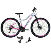 Bicicleta Aro 29 Absolute Hera Feminina Alumínio 21 Marchas Câmbios Shimano Freio A Disco Branco-rosa 15