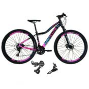 Bicicleta Aro 29 Absolute Hera Feminina Alumínio 21 Marchas Câmbios Shimano Freio A Disco Preto-rosa 17