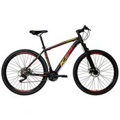 Bicicleta Aro 29 Ksw Xlt 24v Freio A Disco Suspensão Mountain Bike Alumínio Preto-vermelho-amarelo 17