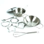 Jogo de Cozinha Kit Panelinhas Infantil de Inox com Utensílios