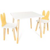 Kit Mesa e 2 Cadeirinhas Coelho Amarelo Infantil MDF