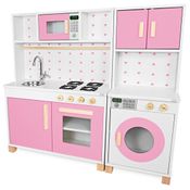 Cozinha Infantil Forno Pia e Máquina de Lavar MDF Rosa