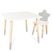 Kit Mesa e Cadeirinha Estrela Cinza Infantil MDF