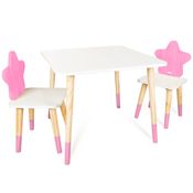 Kit Mesinha e 2 Cadeiras Estrela Rosa  Infantil MDF