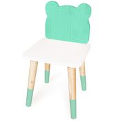 Cadeira Cadeirinha Urso Verde Infantil de Madeira MDF