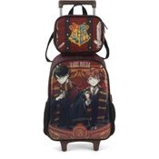 Kit Mochila de Rodinhas Lancheira Luxcel Harry Potter Vinho