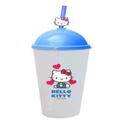 Copo Canudo Hello Kitty Laço Infantil Presente Mudar Cor - Azul