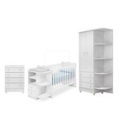 Quarto Infantil Berço Cômoda Branco/Branco