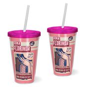 Copo Canudo 600ml Licenciado CHAVES - Dona Florinda - rosa