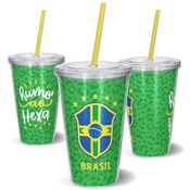 Copo Canudo 600ml - Brasil Hexa Verde