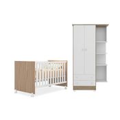 Quarto Infantil Berço Mini Cama Americano Carvalho / Branco