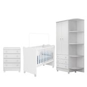 Quarto Infantil Doce Sonho - Berço Simples Branco - Qmovi