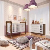 Quarto De Bebê Gran Selena Berço 3 Em 1 Lila Cômoda Branco