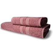 Jogo 2 Toalhas Lisboa 1 Banho 1 Rosto Grossa 100% Algodão 430g/m² Rosê