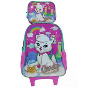 Kit Mochila Infantil Com Lancheira Gatinha Cindy Rosa Luxcel