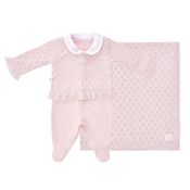 Saída de Maternidade Bebê Tricô Menina Rosa Pastel - Fofinho