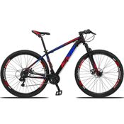 Bicicleta Aro 29 Ksw 24v Cambio Traseiro Acera Freio A Disco - 19" Preto-Azul E Vermelho