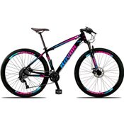 Bicicleta Aro 29 Freio A Disco 27 Velocidades Cubo Alúminio K7 Cor:azul E Rosa;tamanho:21"