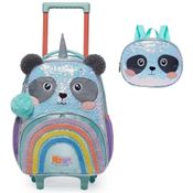 Kit Mochila de Rodinhas Lancheira Pack Me Sweet Panda Verde