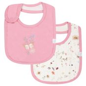 Kit Com 2 Babadores Bebê Blossom Rosa Menina - Hug