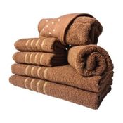 Jogo de Toalhas 2 Banho 2 Rosto 2 Piso - 6 pçs Dubai 100% Algodão Marrom