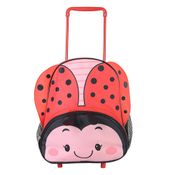 Mochila Infantil com Rodinha e Alças Tema Joaninha Linda