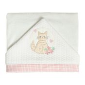 Toalha de Banho Bebê Gatinhos Off White 87x88 cm - Hug