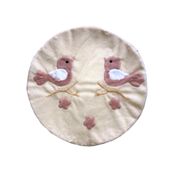 Tapete Pelúcia Pássaros Birds 90cm x 90cm Quarto Infantil Base Emborrachado - Palha com Rosê