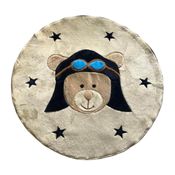 Tapete Pelúcia Urso Aviador 1,10m Decorativo Quarto Infantil Fofo Macio - Palha